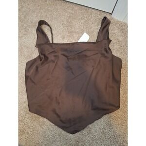 Abercrombie & Fitch Brown Satin Scarf Top Hanky Hem Cami Medium NWT